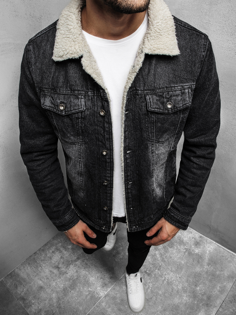 Kurtka męska jeans czarna OZONEE JB/JP1158Z
