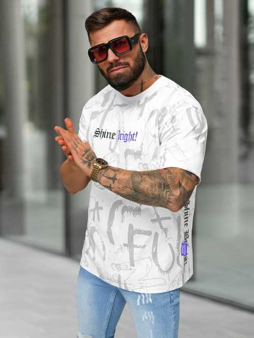 T-shirt męski loose fit biały OZONEE O/YN2/621