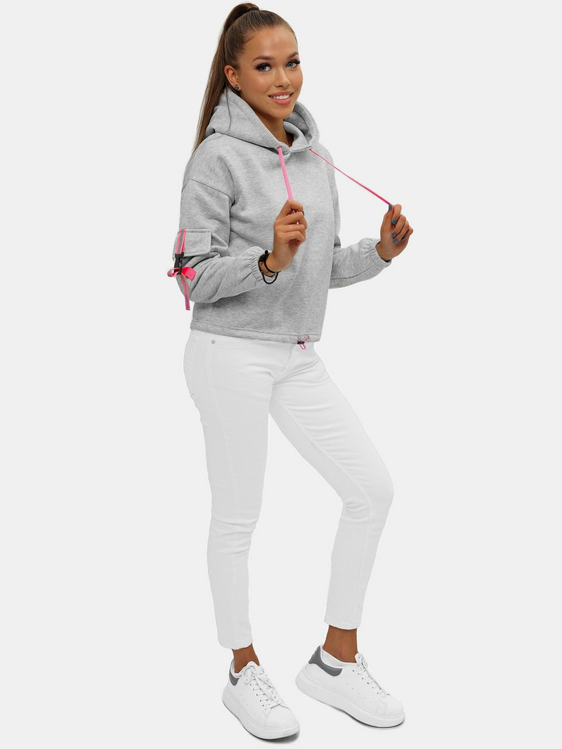 Bluza z kapturem damska szara OZONEE JS/B26031Z