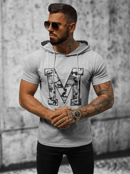 T-shirt męski z kapturem szary OZONEE JS/8T965