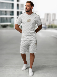 Komplet dresowy męski krótki jasno-szary OZONEE O/QQ1621AB