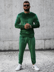 Komplet dresowy męski welurowy zielony OZONEE O/D7516