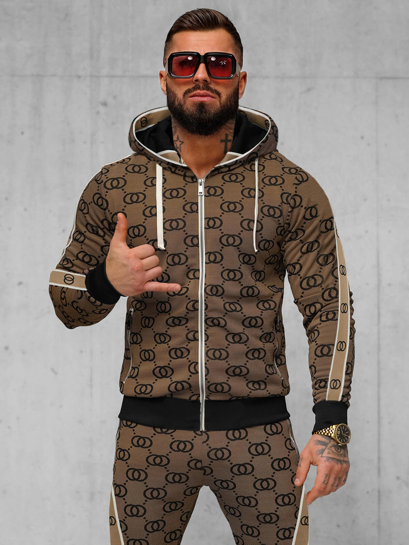 Спортивний костюм чоловічій Темно-Бежевi OZONEE O/FF3805AB