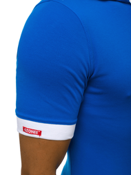 T-Shirt z kapturem męski niebieski OZONEE O/1273Z