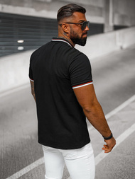 Koszulka męska polo czarna OZONEE O/DA736