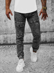 Spodnie jeansowe joggery męskie czarne OZONEE NB/MP0107N
