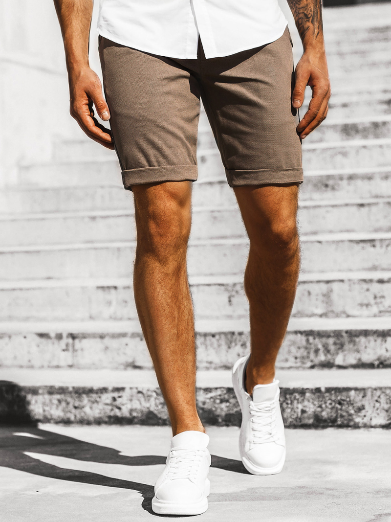 Spodenki męskie chinos brązowe OZONEE DJ/1006