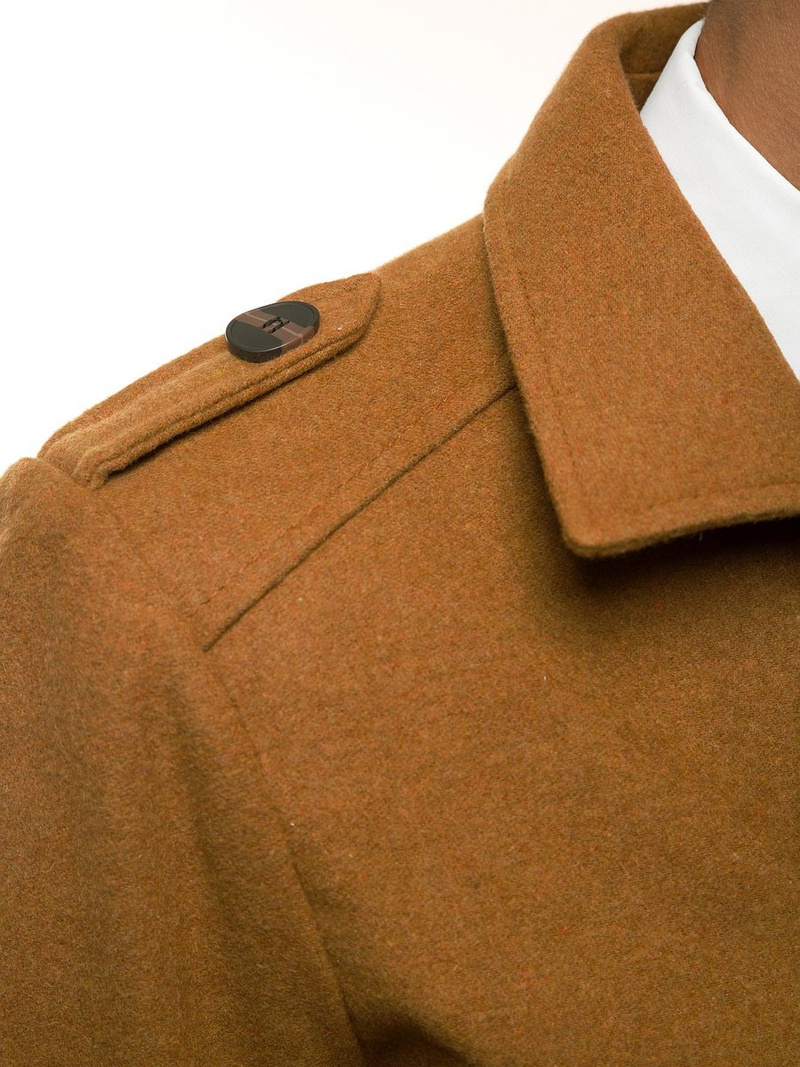 Płaszcz męski z pagonami camelowy OZONEE O/5627