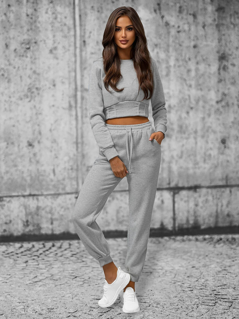 Komplet dresowy dwuczęściowy damski szary OZONEE JS/8C78/2Z