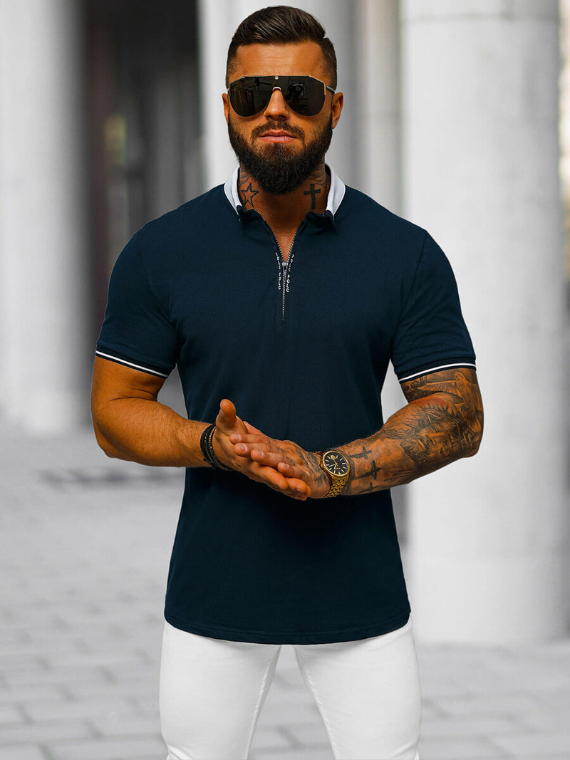 Футболка Поло Чоловіча Tемно-Cиня OZONEE O/DA836