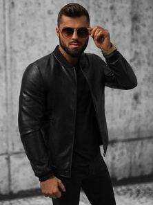 Kurtka skórzana męska czarna OZONEE JS/11Z8015