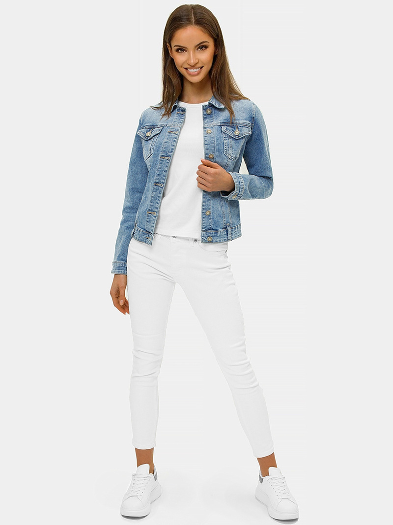 Жіноча джинсова куртка Синя OZONEE O/WL2133