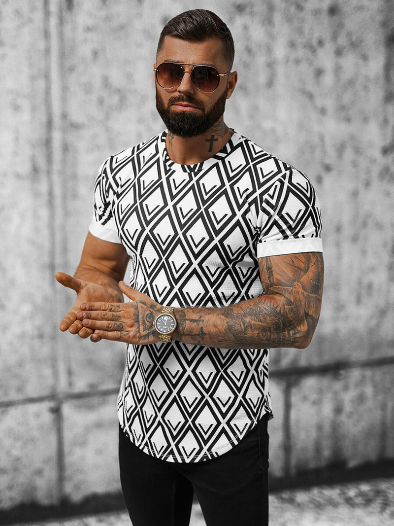 Футболка Чоловіча Бiло-Чорний OZONEE O/P1048