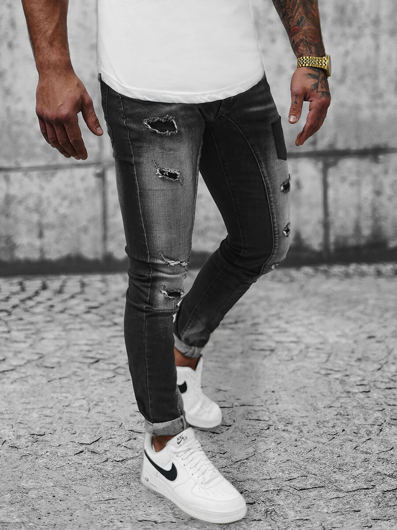 Spodnie jeansowe męskie czarne OZONEE NB/MP0116N