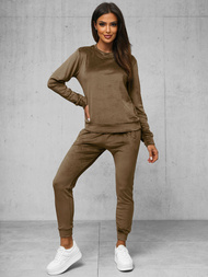 Komplet dresowy damski welurowy jasno-brązowy OZONEE O/8C1173/162Z