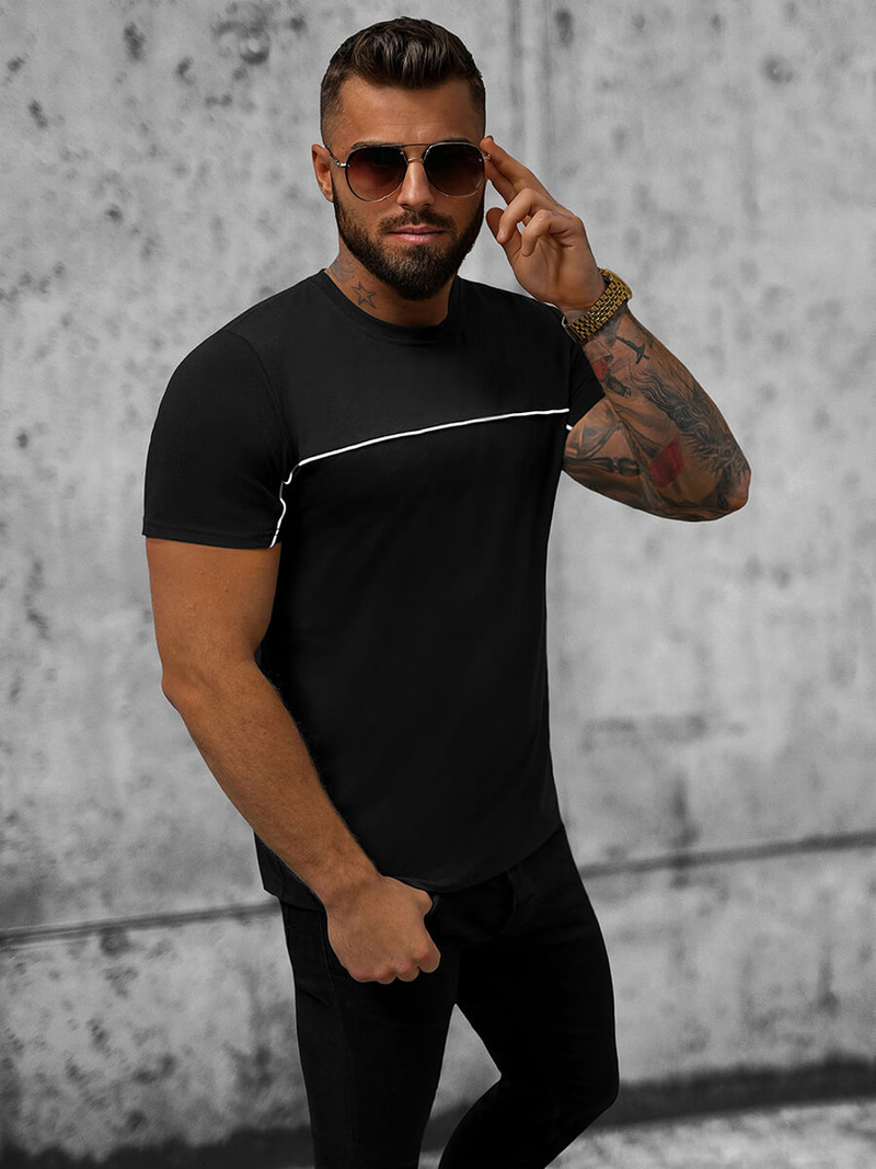 T-shirt męski czarny OZONEE JS/8T250/3