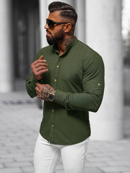 Koszula męska ciemno-zielona OZONEE O/V86