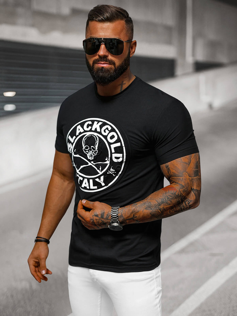 Футболка чоловіча чорна OZONEE NB/MT3074