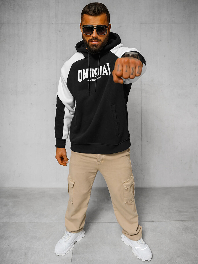 Bluza z kapturem oversize czarna OZONEE O/SWE23027Z