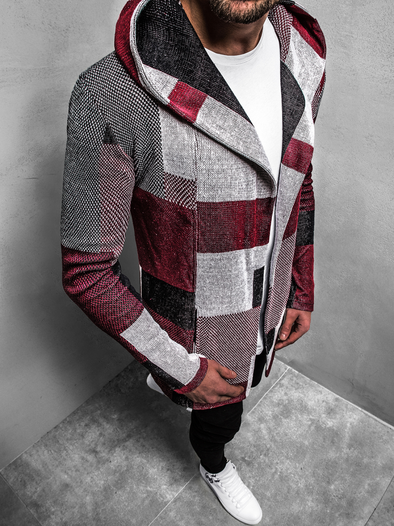 Bluza męska z kapturem czerwona OZONEE N/3501Z