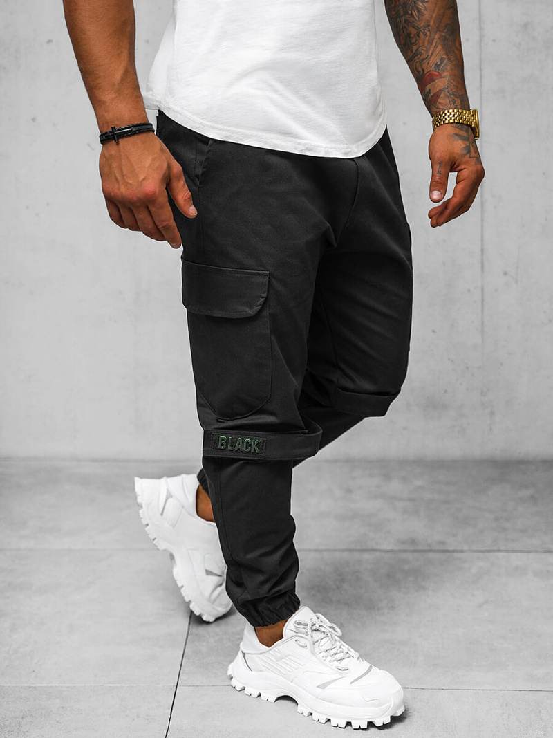 Spodnie męskie chino joggery czarne OZONEE O/G3014Z