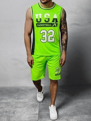 Komplet męski koszykarski zielono-neonowy OZONEE JS/68C10168
