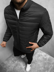 Kurtka przejściowa męska pikowana czarna OZONEE JS/M13007/1