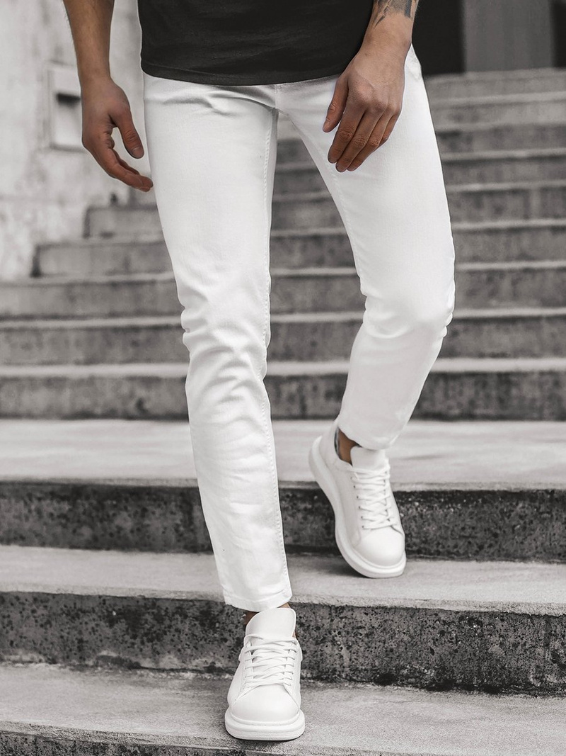 Spodnie jeansowe męskie białe OZONEE B/55021S