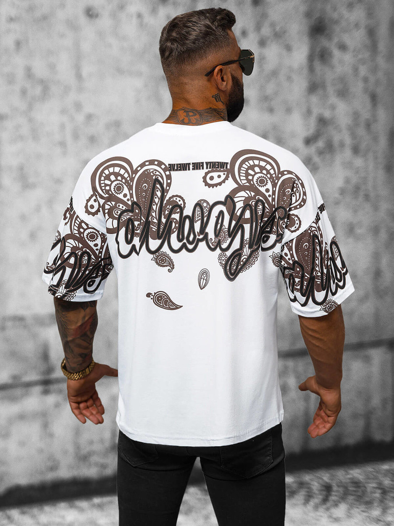 T-shirt męski oversize biały OZONEE O/3432