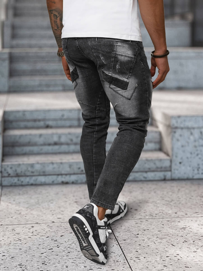 Spodnie jeansowe męskie slim fit czarne OZONEE NB/MP0045N