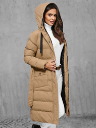 Płaszcz zimowy damski pikowany camelowy OZONEE JS/5M3178/84