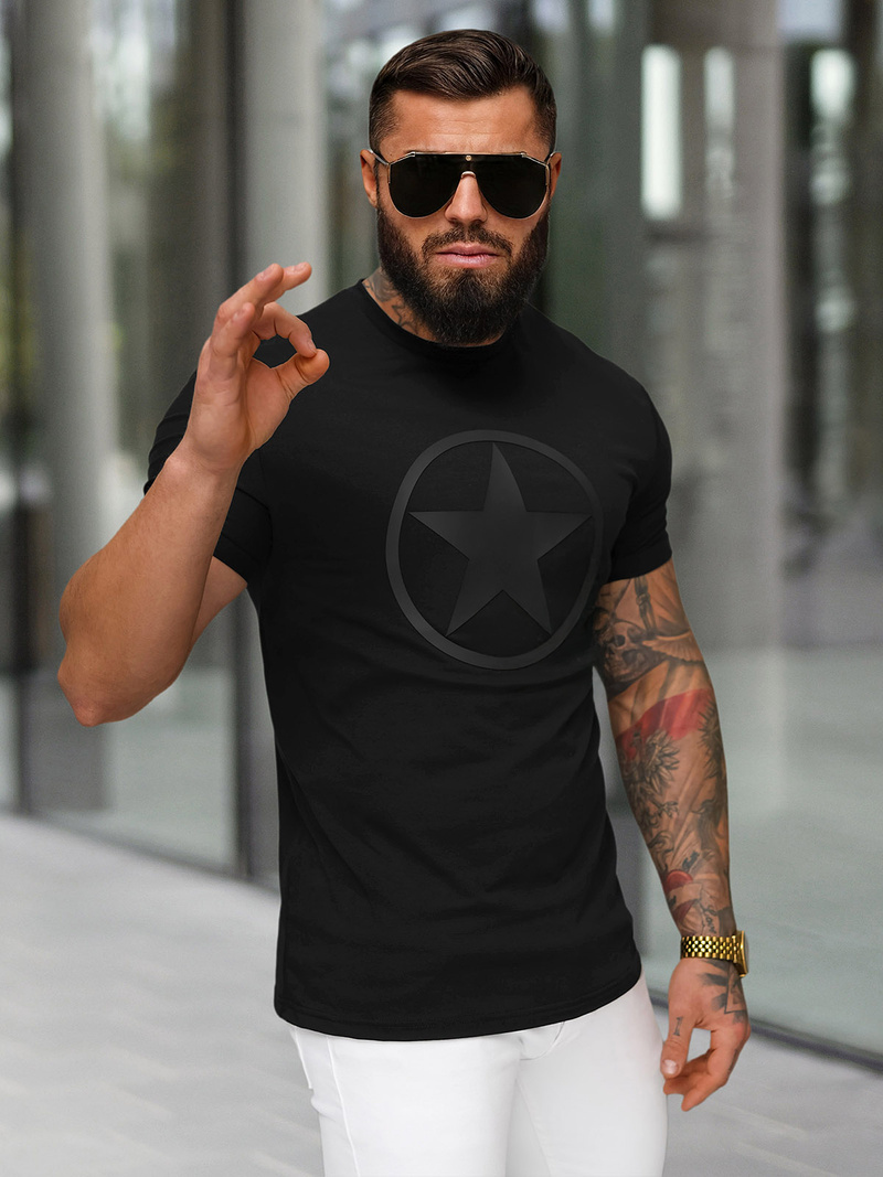 T-shirt męski slim fit czarny OZONEE NB/MT3151