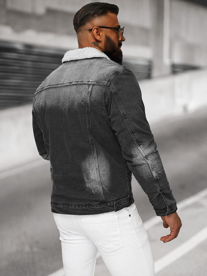 Чоловіча джинсова куртка Чорна OZONEE NB/MJ513N