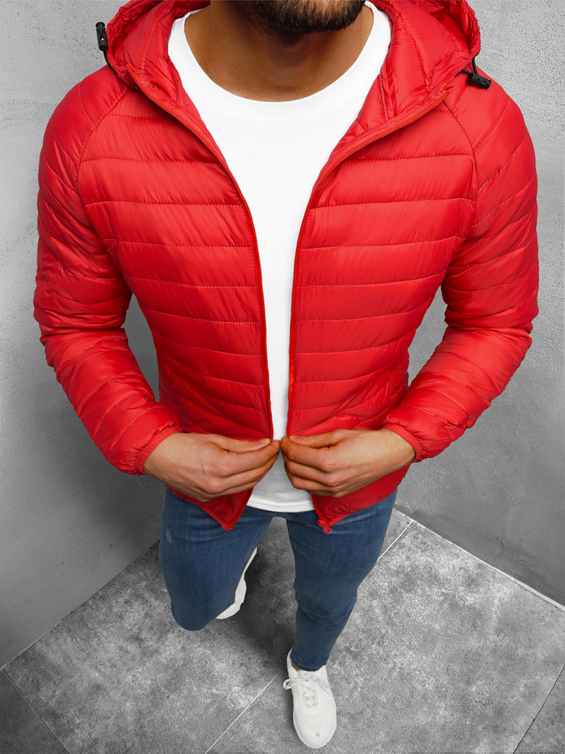 Kurtka przejściowa męska pikowana czerwona OZONEE JS/HM112/5