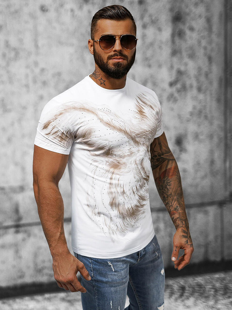 T-shirt męski slim fit biały OZONEE NB/MT3039