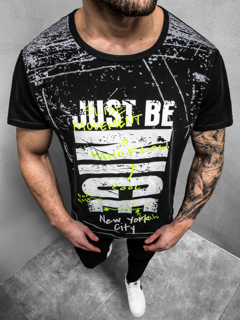 Футболка чоловіча Чорна OZONEE JS/KS1983Z