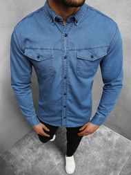 Koszula męska jeansowa niebieska OZONEE O/K1263