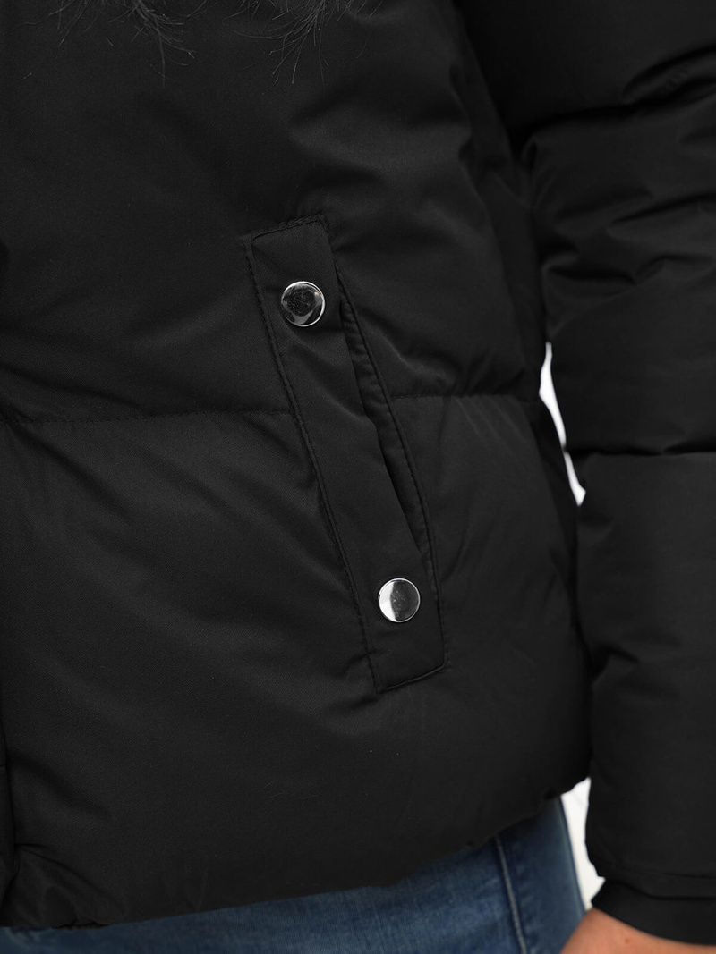 Kurtka zimowa damska pikowana czarna OZONEE JS/M23062/392