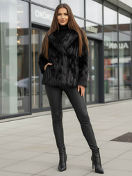 Kurtka zimowa damska futrzana czarna OZONEE JS/11Z8261Z