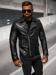 Kurtka skórzana męska ramoneska czarna OZONEE O/88121