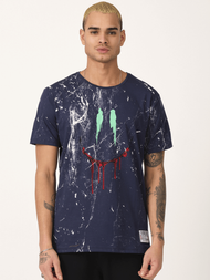 T-Shirt męski z nadrukiem granatowy OZONEE MR/21551