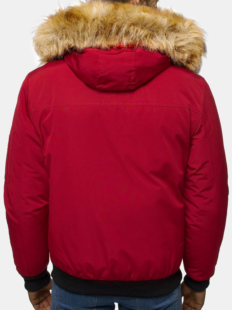 Kurtka zimowa męska z futerkiem bordowa OZONEE JS/M2019/6Z