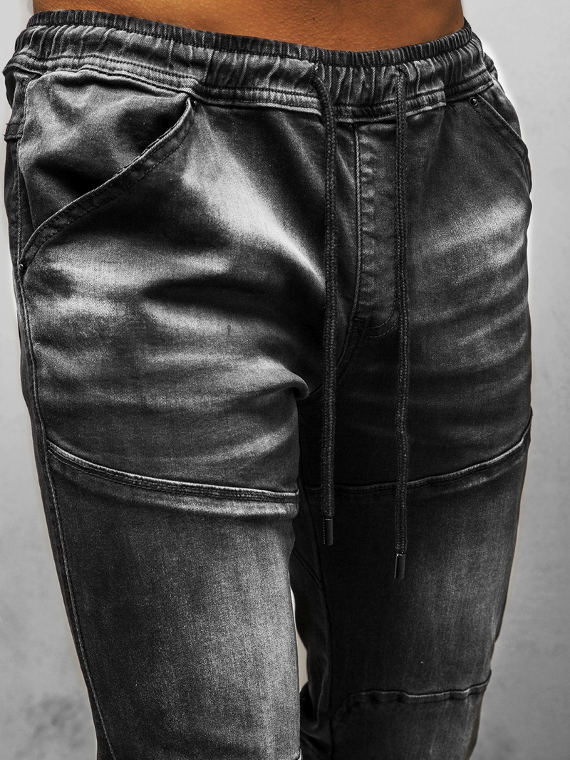 Spodnie jeansowe joggery męskie czarne OZONEE NB/MP0011N