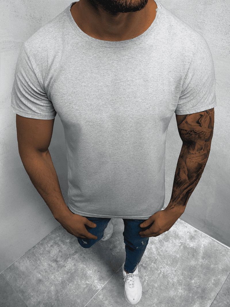 T-Shirt męski bez nadruku szary OZONEE O/BL83
