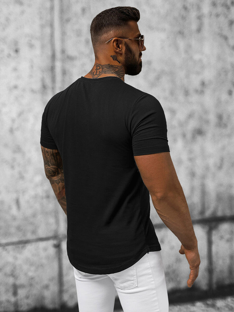 T-shirt męski czarny OZONEE B/181227Z