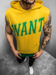 T-Shirt z kapturem męski żółty OZONEE B/60042Z
