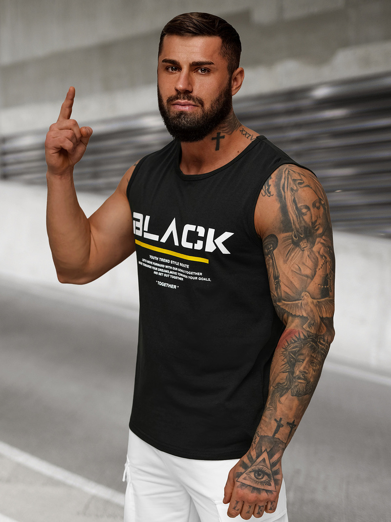 Koszulka bez rękawów męska czarna OZONEE JS/8B1712/3