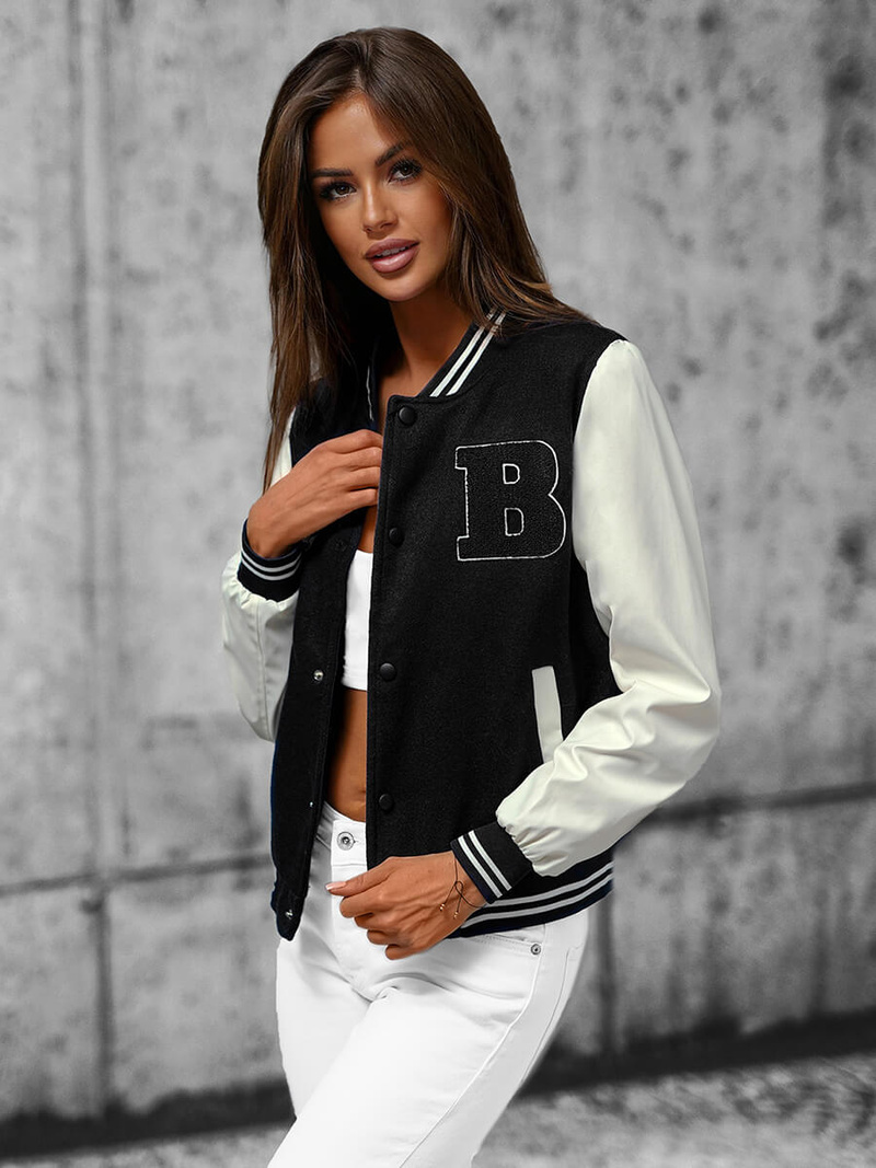 Kurtka damska bomberka czarna OZONEE JS/16M9067/392