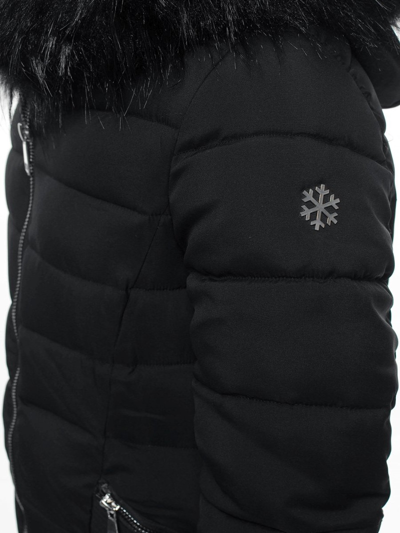 Kurtka zimowa damska parka z futerkiem czarna OZONEE O/SW029/1