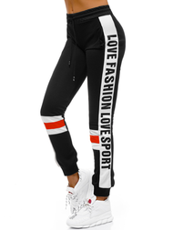 Spodnie dresowe damskie czarno-czerwone OZONEE O/82317